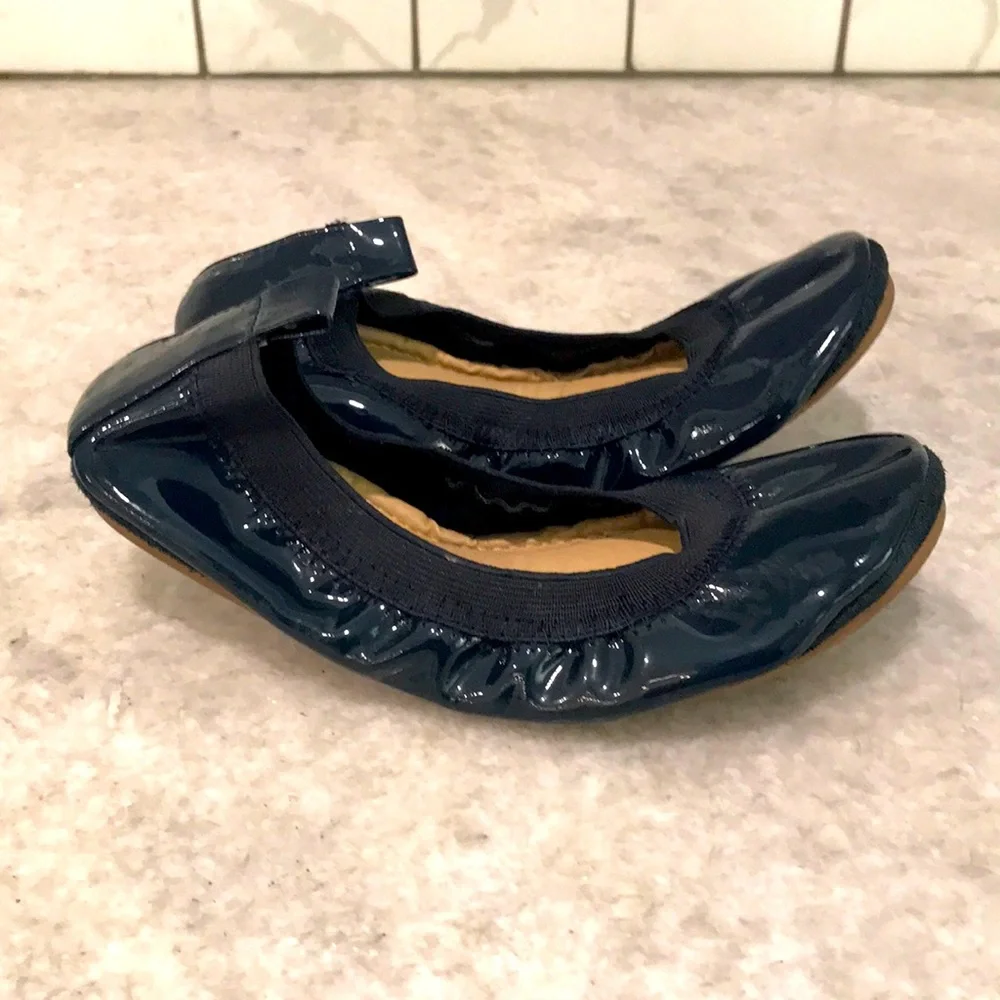 Yosi Samra Flats Girls 1 Youth Blue Patent Leather Ballet Flats Slip On Bohemian